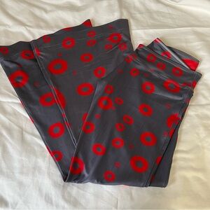 Phish Helix Rising Grey & Red Donut Bell Bottom Yoga Pants L